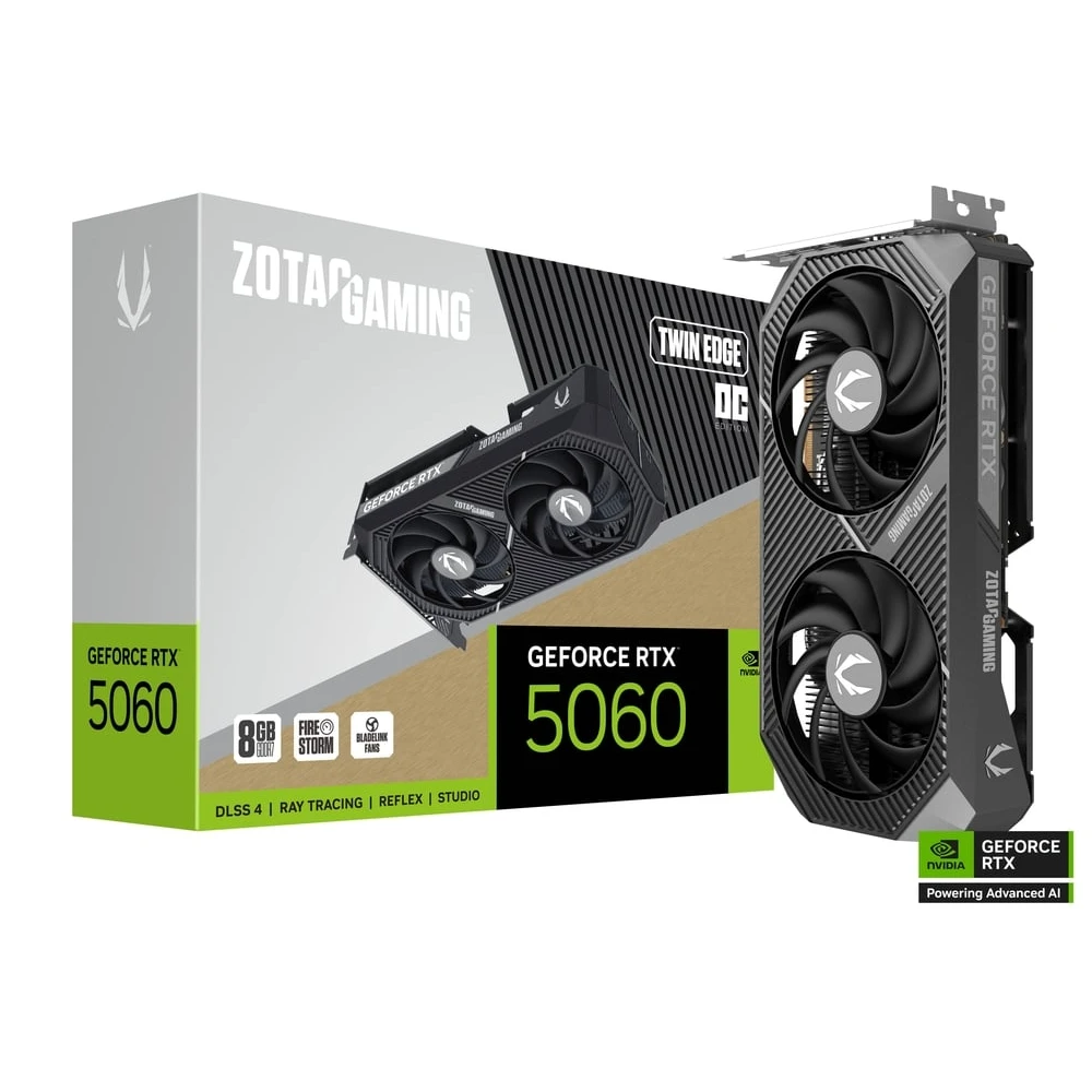 ZOTAC Nvidia Graphic Card RTX 5060 8GB DDR7 Gaming Twin Edge OC Dual Fan view 7
